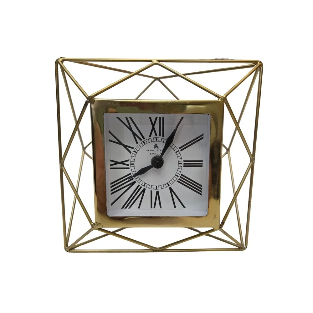 Vintage MCM 49 Bond Street London Desk/Mantel/Tabletop Clock Gold Metallic WORKS